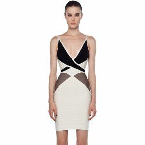 Herve Leger Color Block Bodycon Dress S